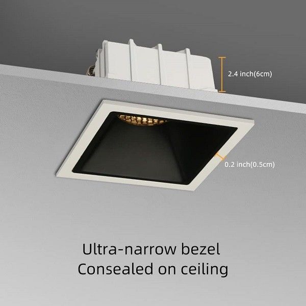 Square Black Recessed Spotlights 7W 3 Inch 3000k Linear Cob Type For Living Room